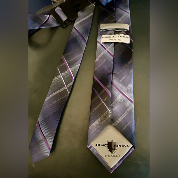 Black Brown 1826 Essentials 100% Silk Luxury Grey Tie BOGO - Picture 5 of 10